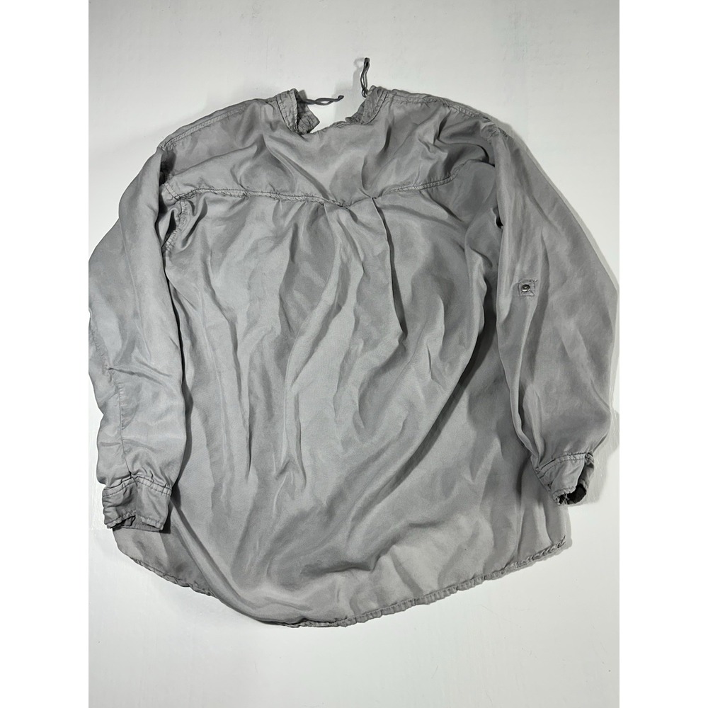 Zara Womens Causal Gray Button Up Shirt Roll Tab Sleeve Pockets Size Small - Picture 9 of 10